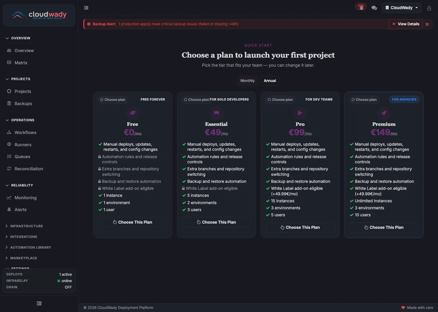 Choose a plan for the project
